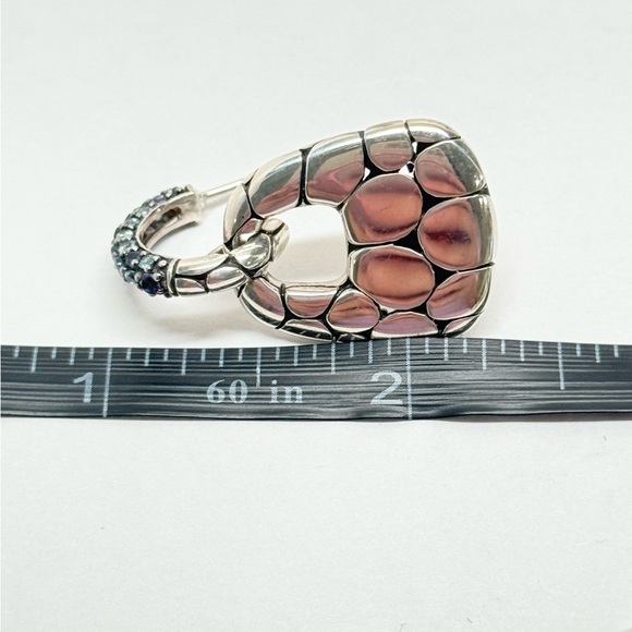 John Hardy .925 Kali Lava Fire Iolite Blue Topaz Door Knocker Dangle Earrings - Picture 5 of 6